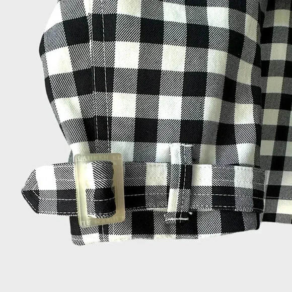 LAUREN RALPH LAUREN NWOT BLACK & WHITE GINGHAM TRENCH COAT | PETITE LARGE - Picture 7 of 12